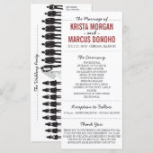 Einfache Silhouetten Hochzeitsprogrammkarte 3 Programm (Vorne/Hinten)