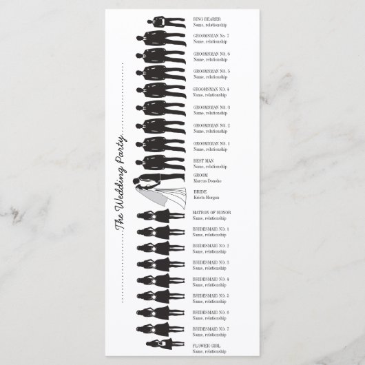 Einfache Silhouetten Hochzeitsprogrammkarte 7 Programm (Rückseite)