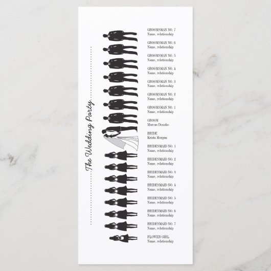 Einfache Silhouetten Hochzeitsprogrammkarte 7 Programm (Rückseite)