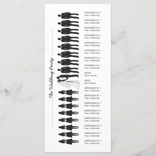 Einfache Silhouetten Hochzeitsprogrammkarte 7 Programm (Rückseite)