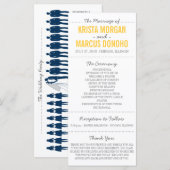 Einfache Silhouetten Hochzeitsprogrammkarte - Navy Programm (Vorne/Hinten)