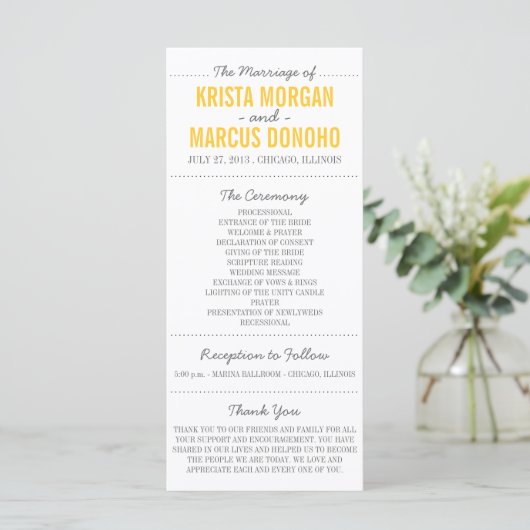 Einfache Silhouetten Hochzeitsprogrammkarte - Navy Programm (Stehend Vorderseite)