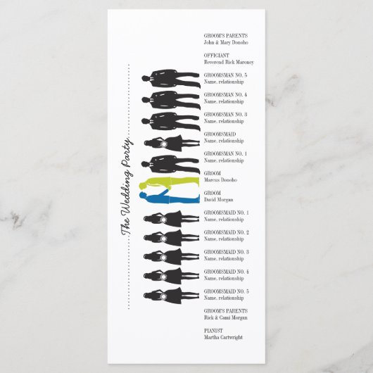 Einfache Silhouetten Hochzeitsprogrammkarte Programm (Rückseite)