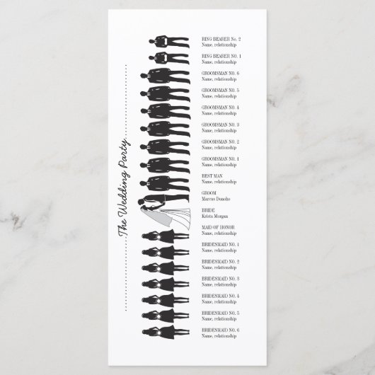 Einfache Silhouetten Hochzeitsprogrammkarte Programm (Rückseite)