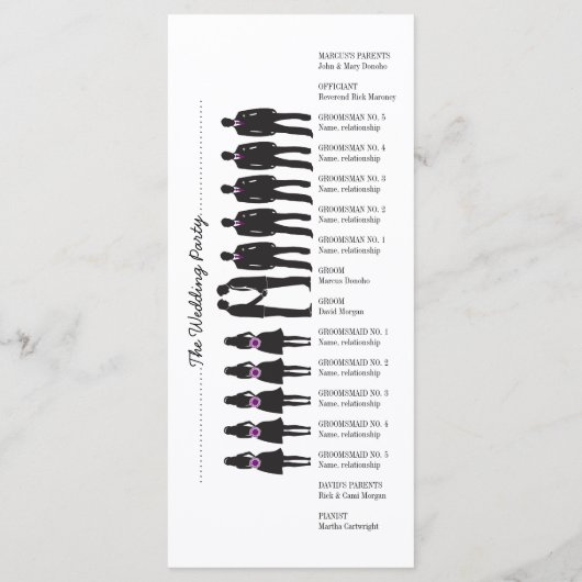 Einfache Silhouetten Hochzeitsprogrammkarte Programm (Rückseite)