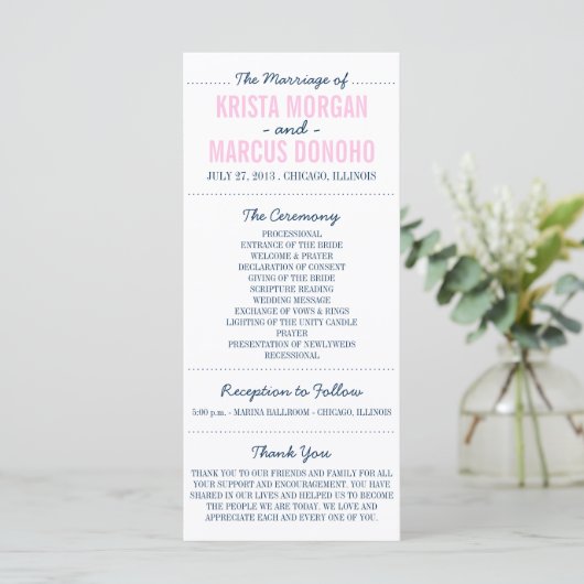 Einfache Silhouetten Hochzeitsprogrammkarte Programm (Stehend Vorderseite)