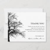 Einfache Silhoutte Tree | Beerdigung von Beileid Dankeskarte (Vorderseite)