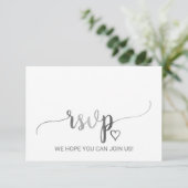 Einfache Silver Calligraphy Song Request RSVP Card Karte (Stehend Vorderseite)