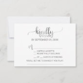 Einfache Silver Calligraphy Song Request RSVP Card Karte (Rückseite)