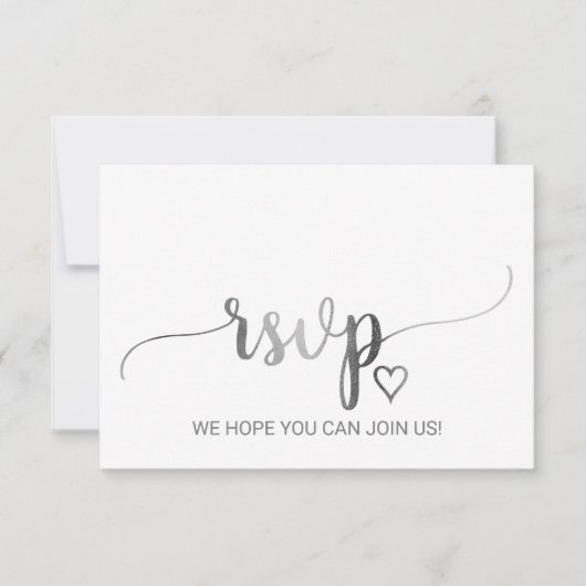 Einfache Silver Calligraphy Website RSVP Card (Vorderseite)