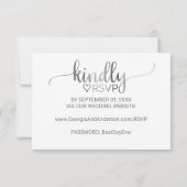 Einfache Silver Calligraphy Website RSVP Card (Rückseite)