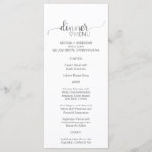 Einfache Silver Calligraphy Wedding Dinner Menu Ca Menükarte (Vorderseite)