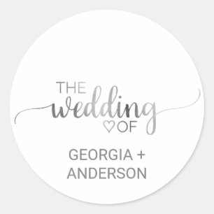 Einfache Silver Calligraphy Wedding Umschlag Aufkl Runder Aufkleber