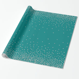 Einfache Silver Confetti über Aquamarines Festhal Geschenkpapier