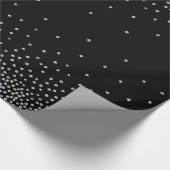 Einfache Silver Confetti über Schwarz Holiday Stil Geschenkpapier (Ecke)
