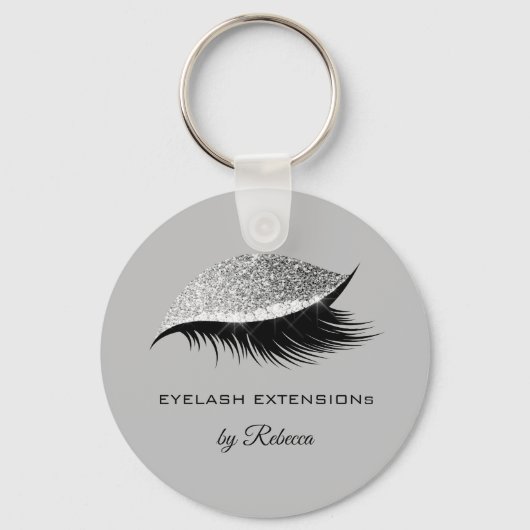 Einfache Silver Eyelash Glitzer Sparkle Beauty Schlüsselanhänger (Vorderseite)