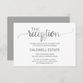 Einfache Silver Foil Calligraphy Empfang Card Begleitkarte