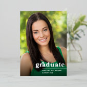Einfache Silver Foil Overlay Foto Graduation Party Folieneinladung (Stehend vorne)