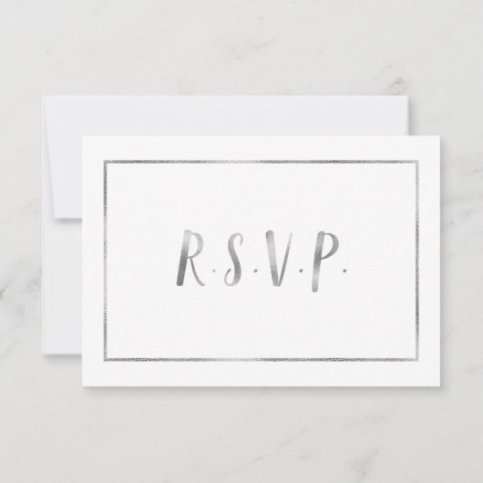 Einfache Silver Foil Rahmen Hochzeit rsvp (Rückseite)