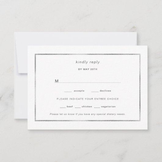 Einfache Silver Foil Rahmen Hochzeit rsvp Karte (Vorderseite)