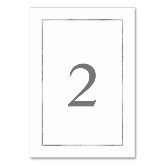 Einfache Silver Foil Rahmen Hochzeit Tischnummer (Vorderseite)