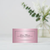 Einfache Silver Frame Rosa Ombre Feminine Visitenkarte (Stehend Vorderseite)