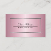Einfache Silver Frame Rosa Ombre Feminine Visitenkarte (Vorderseite)