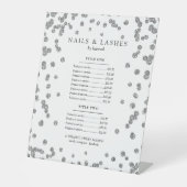 Einfache Silver Glam Glitzer Confetti Price Menü Sockelschild (Vorderseite)