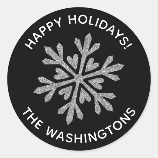 Einfache Silver Glitzer Schneeflocke Runder Aufkleber (Vorderseite)