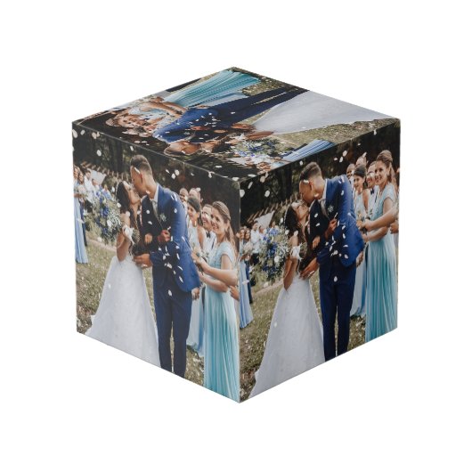 Einfache Silver Grau & White Design Cube Würfel (Rückseite Schrägansicht)