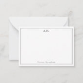 Einfache Silver Gray 2 Monogramm Name Minimaler Ra Mitteilungskarte (Vorderseite)