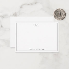 Einfache Silver Gray 2 Monogramm Name Minimaler Ra Mitteilungskarte