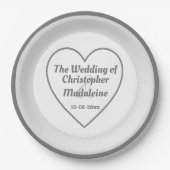 Einfache Silver Gray and White Wedding Pappteller (Vorderseite)