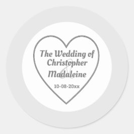 Einfache Silver Gray and White Wedding Runder Aufkleber