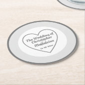 Einfache Silver Gray and White Wedding Runder Pappuntersetzer (Angewinkelt)