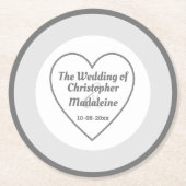 Einfache Silver Gray and White Wedding Runder Pappuntersetzer (Vorderseite)