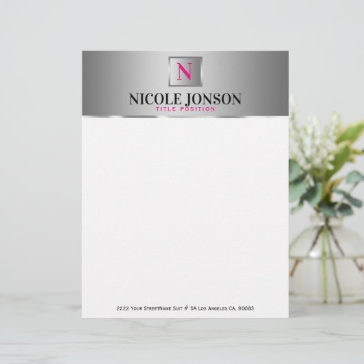Einfache Silver Gray Stripe Briefbogen (Stehend Vorderseite)