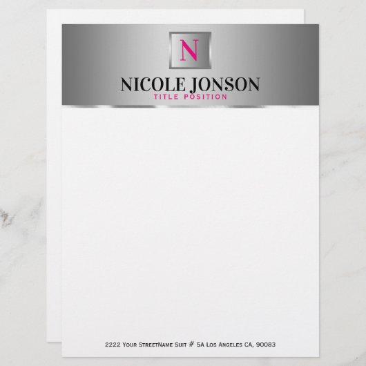 Einfache Silver Gray Stripe Briefbogen (Vorne/Hinten)