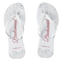 Einfache Silver Lace & Red Script Brautmädchen Hoc