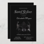Einfache Silver Masque Schwarz Sweet 16 Einladung (Vorne/Hinten)