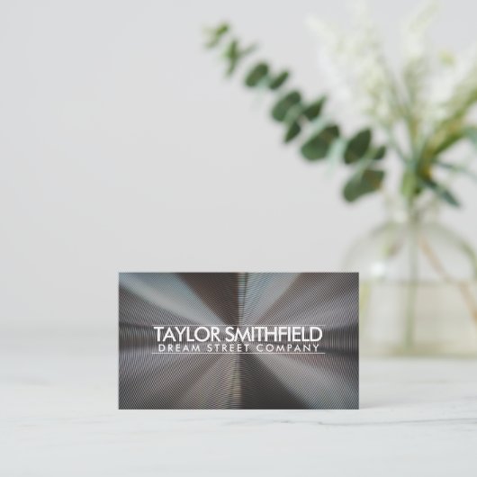 Einfache Silver Metal Business Card Visitenkarte (Stehend Vorderseite)