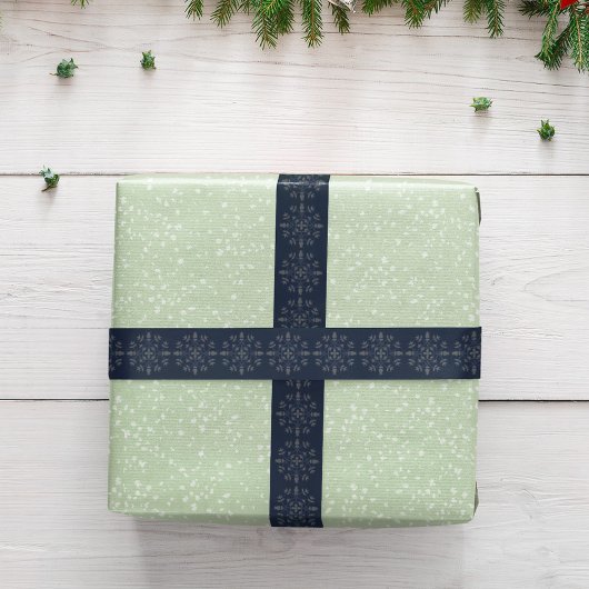 Einfache Silver Navy Blue Winter Snowflake Muster Satinband