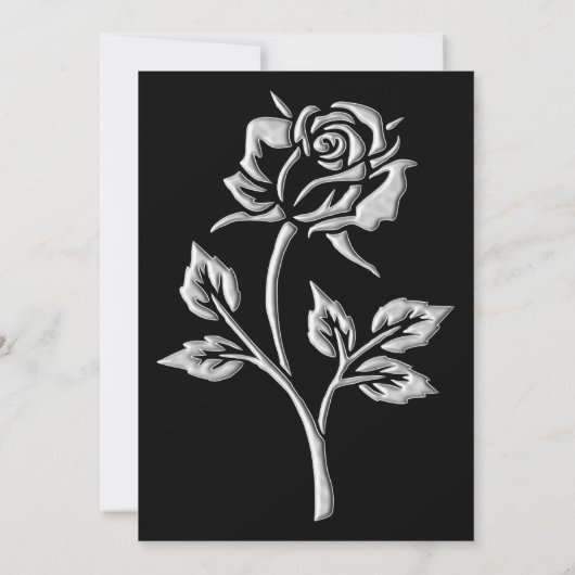 Einfache Silver Rose Einladung (Rückseite)