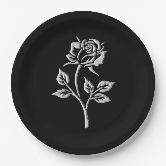 Einfache Silver-Rose Pappteller (Vorderseite)