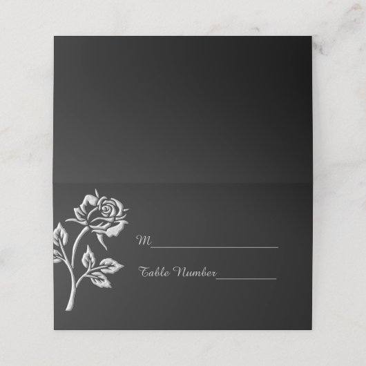 Einfache Silver-Rose Platzkarte (Außenseite Aufgefaltet)