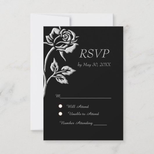 Einfache Silver-Rose RSVP Karte (Vorderseite)