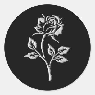 Einfache Silver-Rose Runder Aufkleber