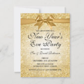 Einfache Silvester Party Gold Glitzer Einladung (Vorderseite)