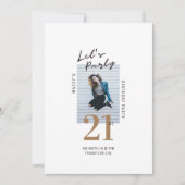 Einfache Single Foto 21. Geburtstagsfeier Party Ei Einladung (Vorderseite)