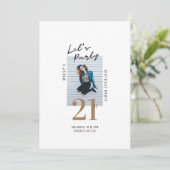 Einfache Single Foto 21. Geburtstagsfeier Party Ei Einladung (Stehend Vorderseite)